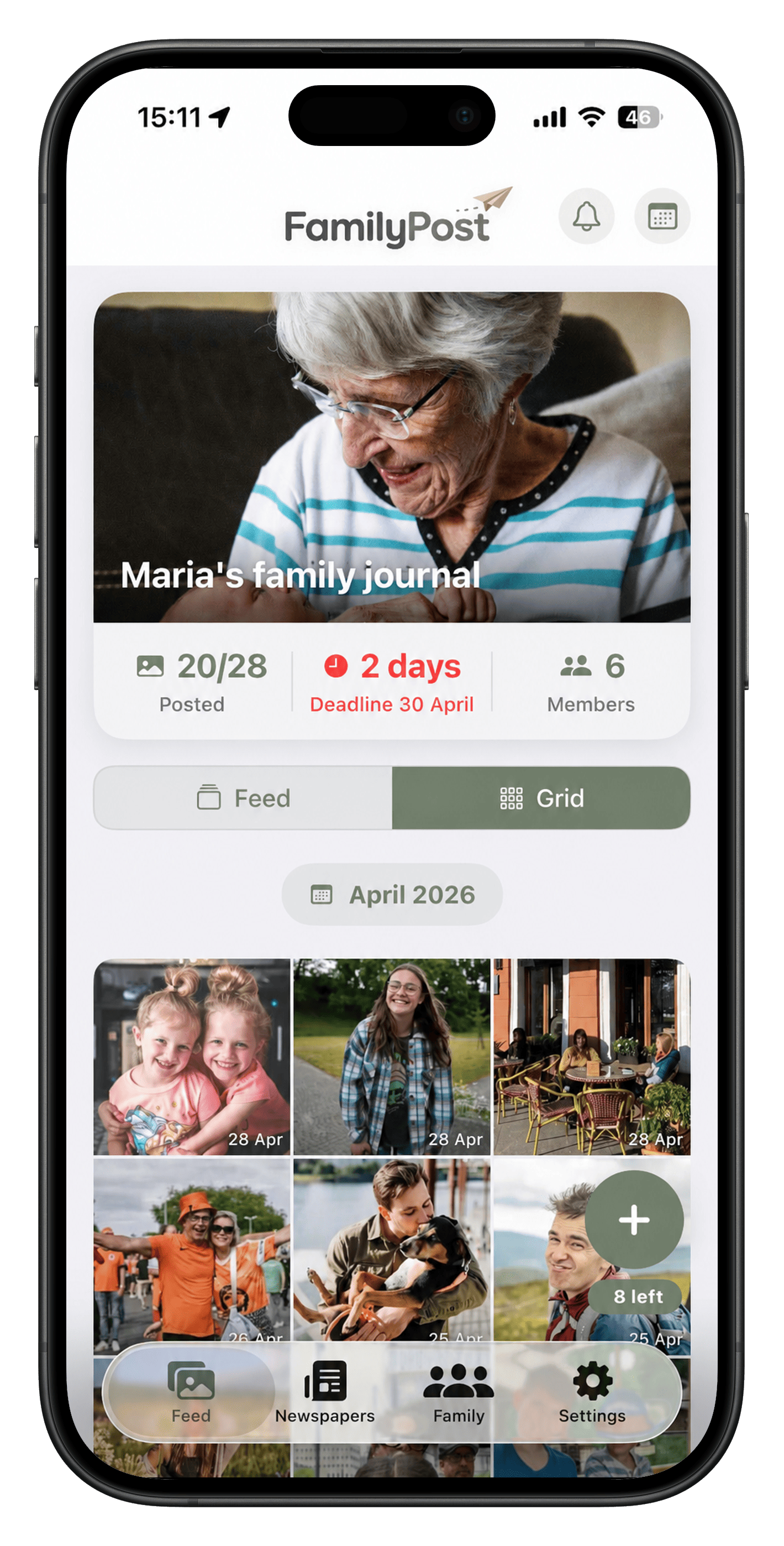 FamilyPost app on a phone